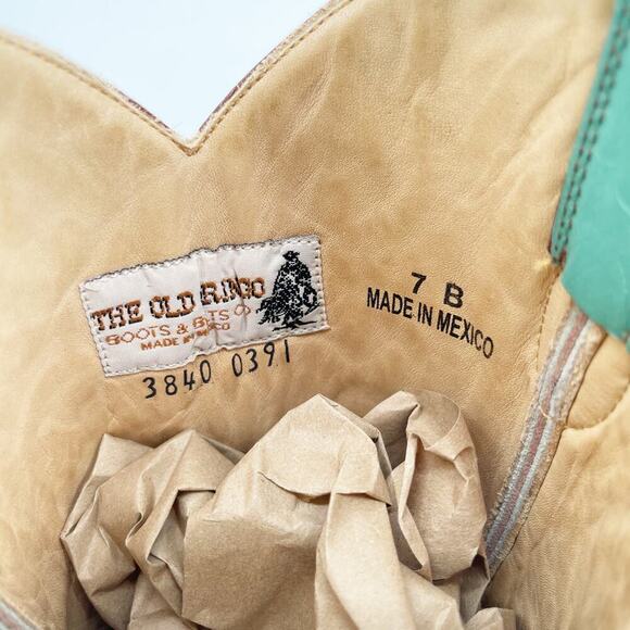 Vintage y2k Rare Old Gringo Natalia Turquoise Wingtip Western Cowgirl Boot sz 7 - Picture 9 of 10